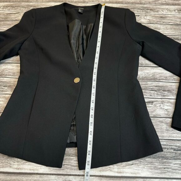 Forever 21 Women's V Neck Single Button Blazer Black S SM Small Lined No Collar - Picture 11 of 12